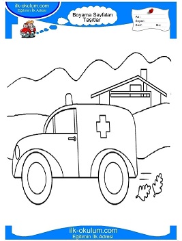 Çocuklar İçin Ambulans Boyama Sayfaları 